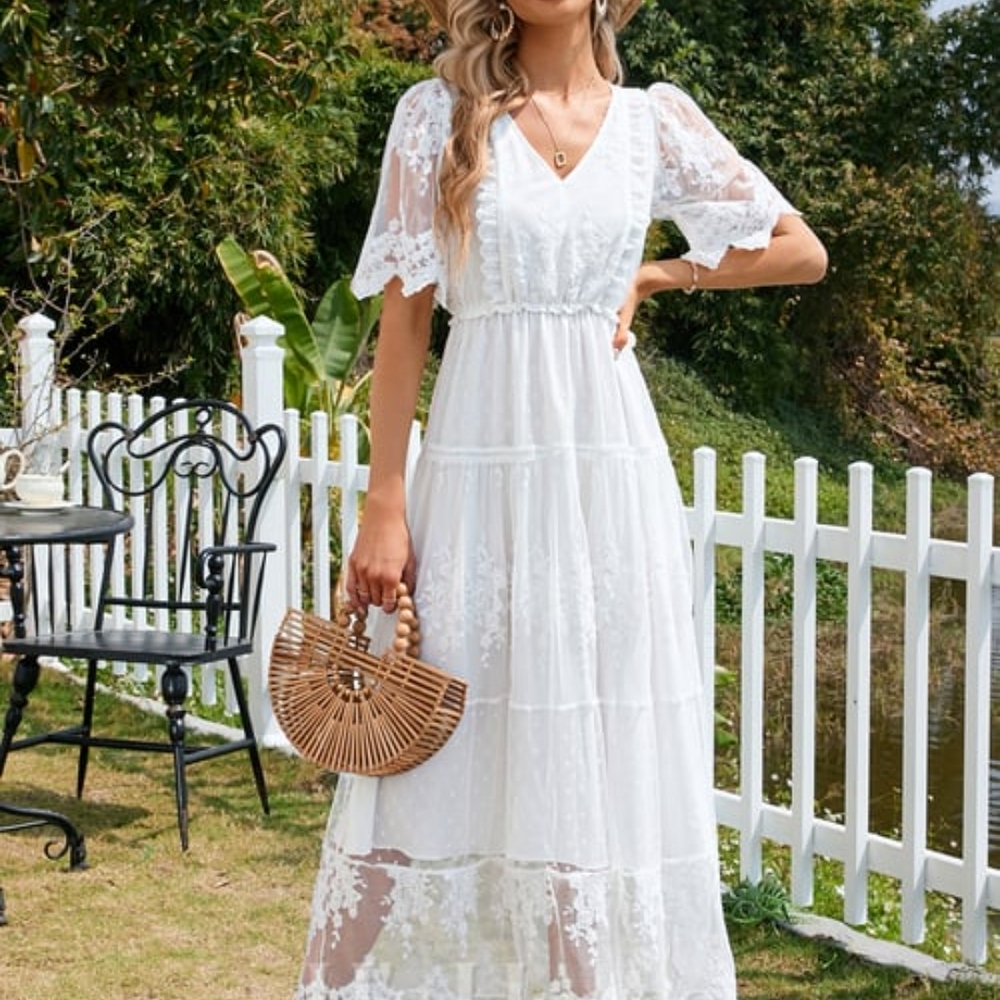 JJs House White Lace Maxi Dress